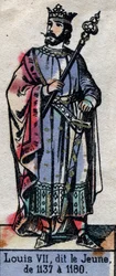 Porträtt av Ludvig VII av Frankrike, känd som Ludvig den unge (1120-1180) (kapeternas dynasti). Illustration sent 1800-tal.