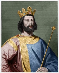 Porträtt av Ludvig VII den unge (1120-1180), kung av Frankrike - i ”Histoire des Français” av Lavallée, gravyr, odaterad