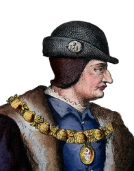Porträtt av Ludvig XI av Frankrike (1423-1483), kung av Frankrike.