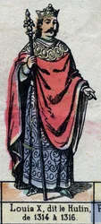 Porträtt av Ludvig X av Frankrike, känd som Ludvig Hutinen (1289-1316) (kapeternas dynasti). Illustration sent 1800-tal.