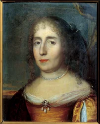 Porträtt av Madame de Scudery (eller Madeleine de Scuderi (1607 - 1701), fransk kvinna av bokstäver). Anonym målning av den franska skolan
