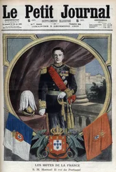 Porträtt av Manuel II kung av Portugal (1889-1932) under hans besök i Paris - "Le Petit Journal" den 5 december