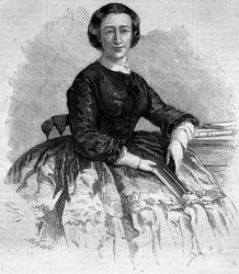 Porträtt av Maria Francisca de Sales (1825-1860), hertiginna av Alba och syster till den franska imponen Eugenie de Montijo. Gravyr i "" Le Monde Illustré"" nr 180 av 22 september 1860.