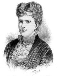 Porträtt av Maria Pia, drottning av Portugal (1847-1911). Gravyr i ""Le Monde Illustré"", 22 maj 1886.