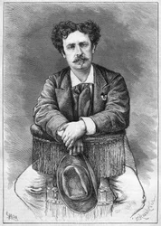 Porträtt av Mariano Fortuny (1838-1874), spansk målare. Gravyr i "" Le Monde Illustré"" nr 921 av 5 december 1874.