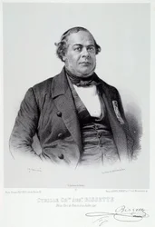 Porträtt av den Martinicesiska politikern Cyrille Charles Auguste Bissette (1795-1858), en stor anhängare av slaveriets avskaffande i Frankrike. Gravyr av 1800-talets Chartres, Musee des Beaux Arts
