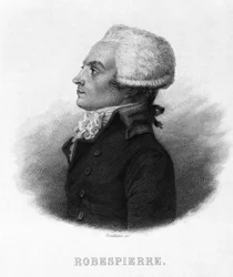 Porträtt av Maximilian Robespierre (1758 - 1794) - i "" Revolution francaise"" av Thiers. 1800-talet