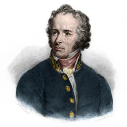 Porträtt av Maximilien Sébastien Foy (1775-1825), fransk militärledare och statsman. I ”Livre des orateurs” av Louis de Cormenin Timon. 1842. Privatsamling