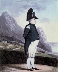 Porträtt av Napoleon I (1769-1821) på ön Sainte Helene i maj 1815 Gravyr av 1800-talets Ile d