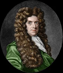 Porträtt av Neremiah Grew (1641-1721). engelsk botaniker.