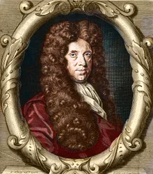 Porträtt av Neremiah Grew (1641-1721). engelsk botaniker.
