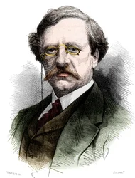 Porträtt av Nils Adolf Erik (Eric) Baron Nordenskjold (Nordenskiold) (1832-1901), svensk naturforskare och upptäcktsresande. Gravyr i "" Le Monde Illustré"" nr 1178 den 25 oktober