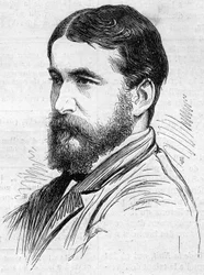 Porträtt av Norman Lockyer (1836-1920), engelsk astronom, avsändare av en metod för att observera solutsprång. Gravyr i "" Le Monde Illustré"" nr 911 den 26 september