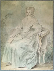 Porträtt av Olympe de Gouges (änka Aubry även känd som Marie Gouze) (Madame Aubry) (1748-1793) feminist, politiker och bokstäver. Anonym 1700-tals akvarell. Dämpa. 0,21x 0,28 m. Paris, Louvren