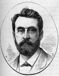 Porträtt av Paul Dubois (1829-1905), fransk skulptör. Gravyr i "" Le Monde Illustré"" nr 890 av 2 maj 1874.