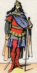 Porträtt av Pepin den unge eller Herstal (ca 653-714)