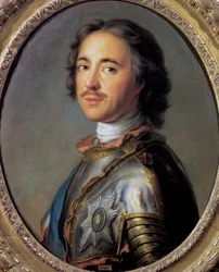 Porträtt av Peter I känd som Peter den store (Moskva
