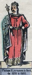 Porträtt av Filip III av Frankrike, känd som Philip the Hardi (1245-1285) (kapeternas dynasti). Illustration sent 1800-tal.