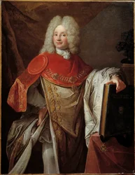 Porträtt av Philippe Joseph Perrotin de Barmond, riddare av Sankt Mikael i full kostym av Franska skolans målarorden. 1720 Sön. 1,33x1,03 m Paris, Legion of Honor Museum - Porträtt av Philippe Joseph Perrotin av Barmond, Chevalier de