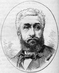 Porträtt av Philippe Rousseau (1816-1888), fransk målare. Gravyr i "" Le Monde Illustré"" nr 890 av 2 maj 1874.