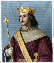Porträtt av Philippe VI de Valois (1294 - 1350), kung av Frankrike - i "" Histoire des Francais"" av Lavallee, gravyr, sd.