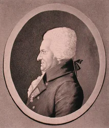 Porträtt av Pierre-Alexandre Monsigny (1729-1817) graverad av Edme Quenedey (1756-1830) (gravyr)