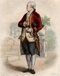 Porträtt av Pierre Augustin Caron de Beaumarchais (1732-1799), fransk urmakare, uppfinnare, musiker, diplomat och författare.