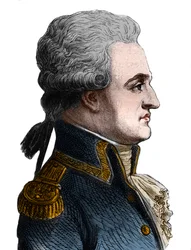 Porträtt av Pierre Charles de Villeneuve, fransk amiral (1763-1806). Han inledde slaget vid Trafalgar, som blev en katastrof, och begick därefter självmord - i ”The History of France” av Henri Martin.