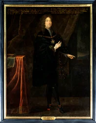 Porträtt av Pierre Francois Maximilian IV av Bethune, tredje hertig av Sully (1640-1694). Han har halsbandet med insignier av den Helige Andes Orden (Orden av den Helige Ande). Anonym målning från 1600-talet. Olja på duk. Obligatoriskt omnämnande:
