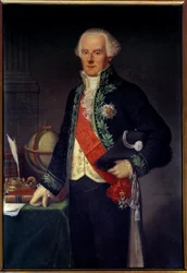 Porträtt av Pierre Simon, markis de Laplace (1749-1827), matematiker, fysiker och astronom. Målning av Ecole francaise. 1800-talets Paris, observatoriets museum