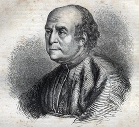 Porträtt av påven Nicholas V (1398-1455) Gravyr i "Påvarnas historia" (...) Drottningkonungens och kejsarnas brott genom århundradena" av Maurice Lachatre