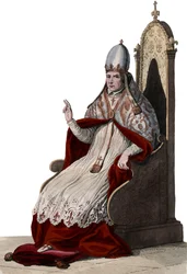 Porträtt av påven Sylvester II (eller Silvester II) (ca 938-1003).