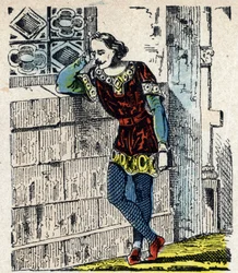 Porträtt av prins Charles av Lower Lotharingie (Charles I of Lorraine) (953-991) omsluter i Orleans 991 (Charles, hertig av Lower Lorraine fängslad av Hugh Capet i Orleans, där han dog en kort stund senare, 991) Bild av Epinal 1800-talet Privat
