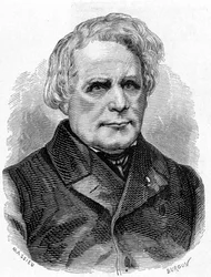 Porträtt av Ruhmkorff Heinrich Daniel (1803 - 1877), byggare av fysikinstrument (induktionsapparaten), tysk mekaniker och elektriker - i "" Vetenskapens album; berömda vetenskapsmän; Stora upptäckter””” 1896.