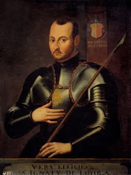 Porträtt av den helige Ignatius av Loyola (1491-1556), grundare av jesuitorden. Anonym målning av den franska skolan