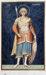 Porträtt av Saint Leonce efter grekisk mosaik 11:e