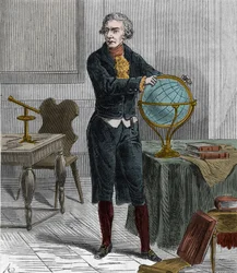Porträtt av Sir Friedrich Wilhelm Herschel (1738-1822), brittisk tysk astronom och fysiker - Porträtt av William Herschel tyskfödd brittisk astronom - Gravyr i "" Vetenskaper som är tillgängliga för alla - populär fysik och kemi"" av Alexis Clerc -