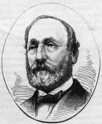 Porträtt av Theodore Ballu (1817-1885), fransk arkitekt. Gravyr i "" Le Monde Illustré"" nr 890 av 2 maj 1874.