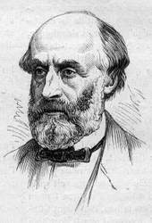 Porträtt av Victor de Laprade (1812-1883), fransk poet och akademiker. Gravyr i "" Le Monde Illustré"" nr 883 av 14 mars 1874.