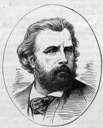 Porträtt av William Adolphe Bouguereau (1825-1905), fransk målare. Gravyr i "" Le Monde Illustré"" nr 890 av 2 maj 1874.