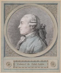 Porträtt av en man, enligt uppgift skulptören Clodion (1738-1814), slutet av 1700-talet (svart, röd och blå krita)
