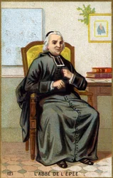 Porträtt av svärdets abbot (1712-1789). Kromolitografi från slutet av 1800-talet.