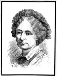 Porträtt av grevinnan av Chambord (1817-1886) (Marie Therese Beatrix Gaetane av Habsburg-Lorraine (Habsburg Lorraine), ärkehertiginna av Österrike och prinsessan av Modene). Gravyr i "" Le Monde Illustré", 3 april 1886.
