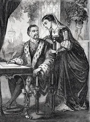 Porträtt av kungen av Frankrike Henri II (1519-1559) och Diane de Poitiers (1499-1566)” (Porträtt av kungen av Frankrike Henri II och Diane av Poitiers) - gravyr -