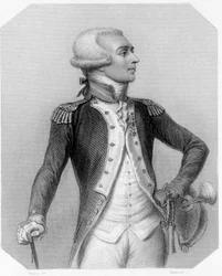 Porträtt av markisen de La Fayette, fransk general och politiker (1757-1834). I "The history of the Girondins"" av Lamartine