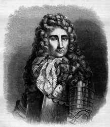Porträtt av marechalen av Catinat (Nicolas de Catinat de La Fauconnerie) (1637-1712), fransk militär. Gravyr från 1868 efter Hyran.