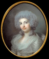 Porträtt av frun till Pierre Choderlos de Laclos Målning i pastellfärger från den franska skolan på 1700-talet. Sol. 0,55x0,45 m Amiens museum i Picardie