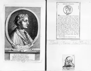 Portrætter af Horace (65-8 f.Kr.) Scipio Aemilianus (Africanus Minor) (185-129 f.Kr.) og Plautus (ca. 254-184 f.Kr.)