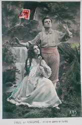Vykort av Paul och Virginie: Bönen i skogen (färg litho) (se 197787)
