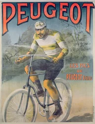 Affisch som annonserar cyklerna Peugeot (färggravyr)